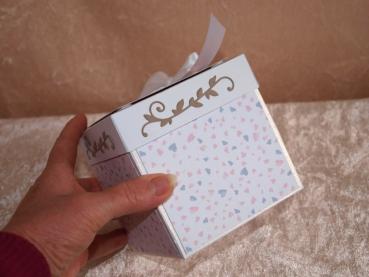 Explosionsbox - Hochzeit - mit Glückwünschen - Geldgeschenk in weiß, Taupe, rosa