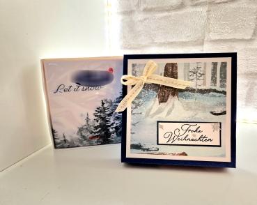 Weihnachtliche Servietten Verpackung - Marineblau/Grundweiss