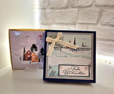 Weihnachtliche Servietten Verpackung - Marineblau/Grundweiss