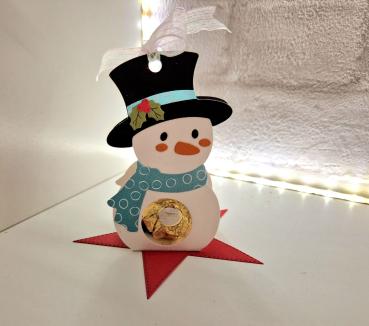 Schneemann als kleines Geburtstags - Gastgeschenk Tischdeko, Mitbringsel zum Fest, Schneemann,