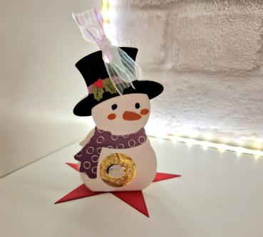 Schneemann als kleines Geburtstags - Gastgeschenk Tischdeko, Mitbringsel zum Fest, Schneemann,