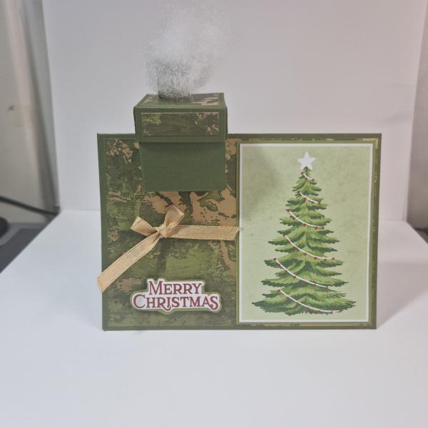 Weihnachtskarte mitt Häuschen als Schornstein - Frohe Festtage oder Merry Christmas