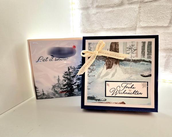 Weihnachtliche Servietten Verpackung - Marineblau/Grundweiss