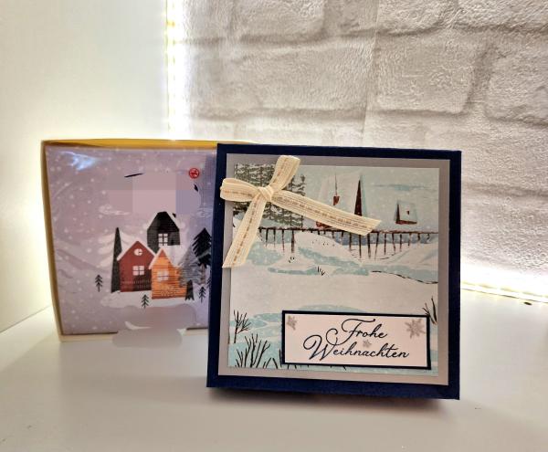 Weihnachtliche Servietten Verpackung - Marineblau/Grundweiss