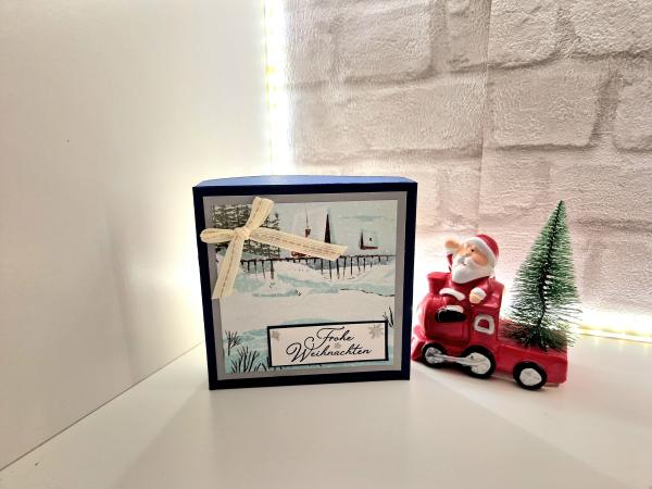 Weihnachtliche Servietten Verpackung - Marineblau/Grundweiss