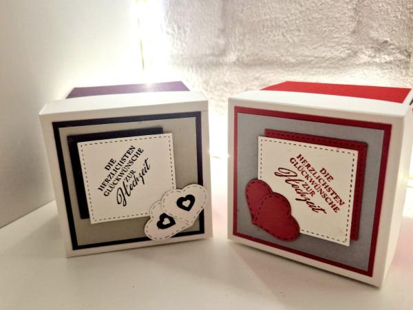 Explosionsbox Hochzeit | Geldgeschenk | Zierschachtel | Namen individualisierbar 7x7x7cm oder 10x10x10cm
