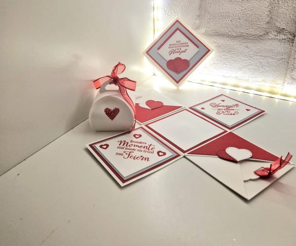 Explosionsbox Hochzeit | Geldgeschenk | Zierschachtel | Namen individualisierbar 7x7x7cm oder 10x10x10cm