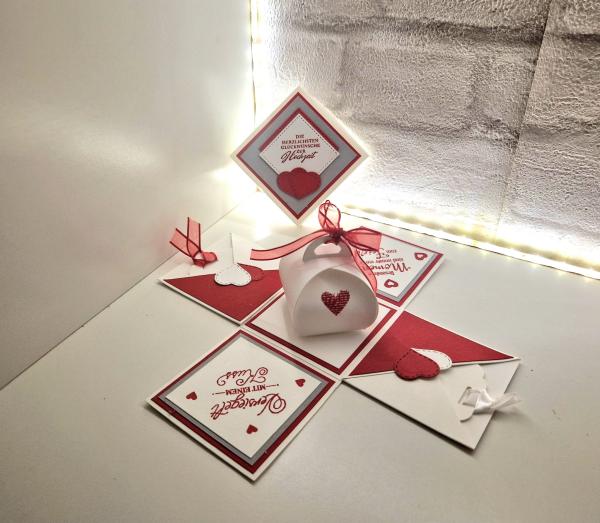 Explosionsbox Hochzeit | Geldgeschenk | Zierschachtel | Namen individualisierbar 7x7x7cm oder 10x10x10cm